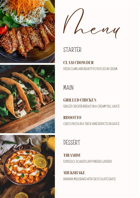 DINNER MENU .